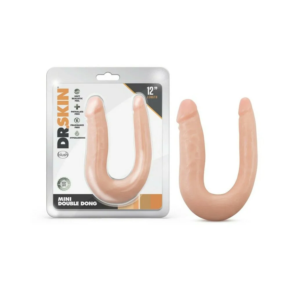 Dr. Skin Mini Double Dong Realistic 12 in. Dual-Ended Dildo in Beige