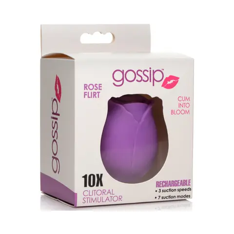 Curve Toys Gossip Cum Into Bloom Rechargeable Silicone Clitoral Stimulator Rose Flirt in Violet