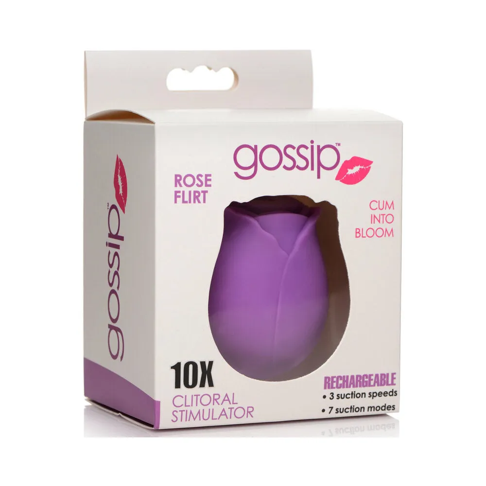 Curve Toys Gossip Cum Into Bloom Rechargeable Silicone Clitoral Stimulator Rose Flirt in Violet