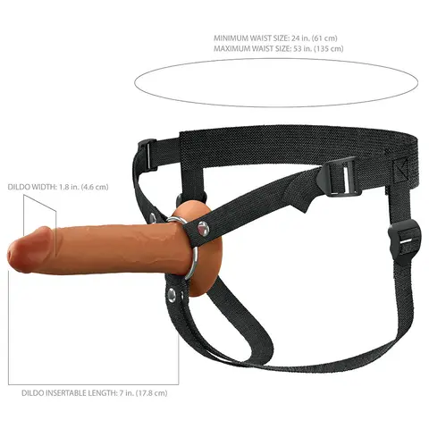 Fantasy X-Tensions Elite Hollow Silicone Strap-On 7 in. in Brown