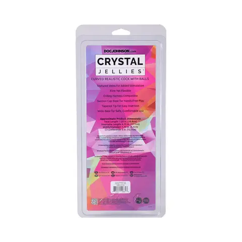 Crystal Jellies Curved Realistic Cock with Balls 7 in. in Teal