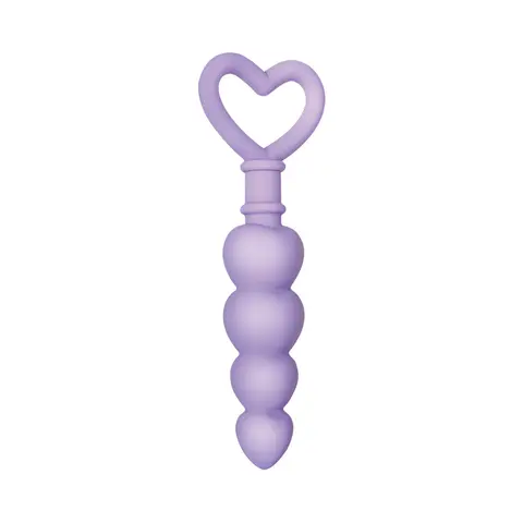 Evolved Sweet Treat Heart-Shaped Beaded Silicone Anal Plug Light Purple