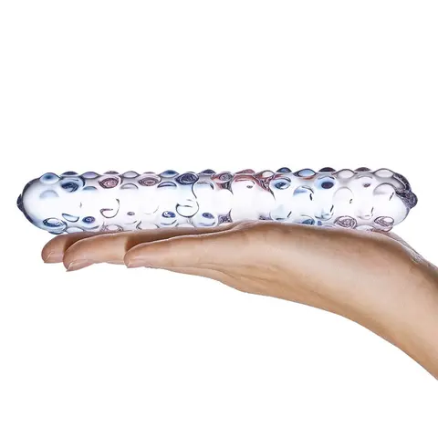 Glas 9 in. Purple Rose Nubby Glass Dildo