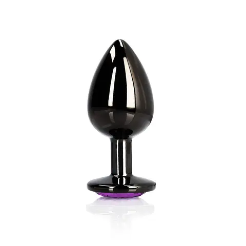 Ouch! Heart Gem Butt Plug Small Gunmetal/Amethyst
