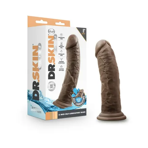 Dr. Skin Glide Realistic 8 in. Self-Lubricating Dildo in Brown