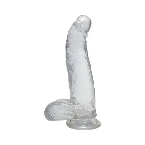 Crystal Jellies Curved Realistic Cock with Balls 8 in. in Clear