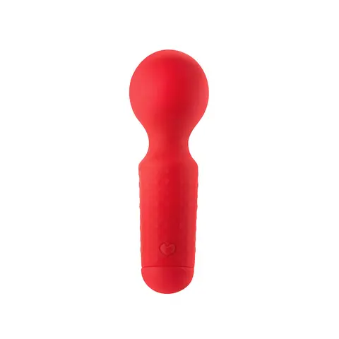 Luv Inc Mw65 Mini Wand Rechargeable Flexible Silicone Vibrator in Red