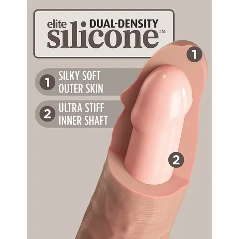 King Cock Elite 8 in. Vibrating Realistic Dildo With Suction Cup in Beige