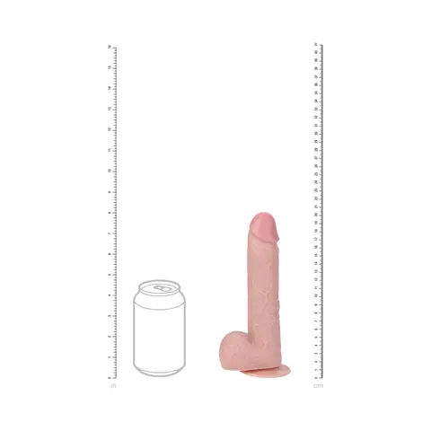 RealRock 8 in. Vibrating and Thrusting Cock with Balls Regular Straight in Beige
