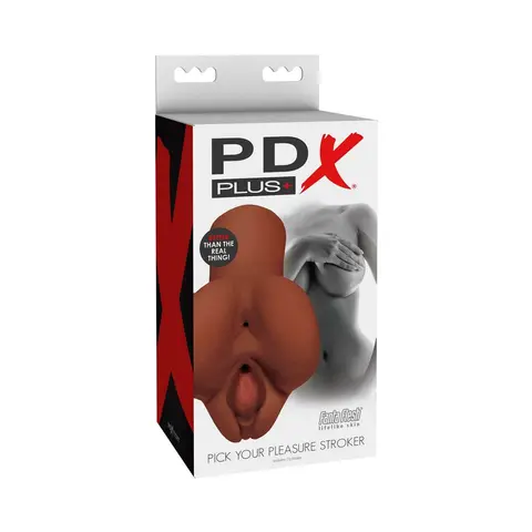 PDX Plus Pick Your Pleasure Dual Entry Stroker in Brown
