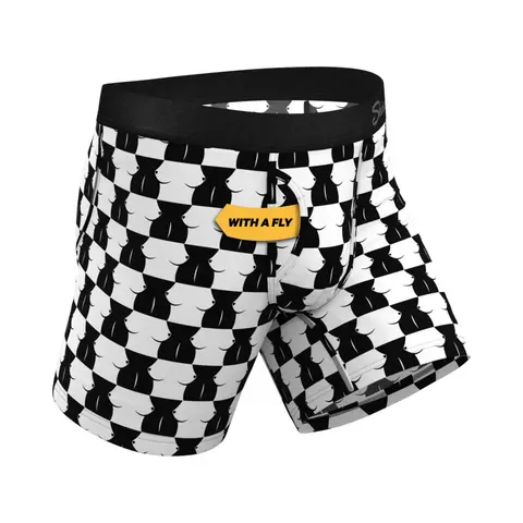 Shinesty The Chest Mate Checkered Ball Hammock Pouch Underwear with Fly XL
