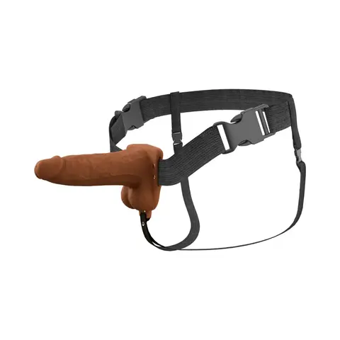 Fantasy X-Tensions Elite Vibrating Hollow Silicone Strap-On 6 in. in Brown