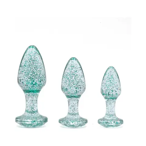 Adam & Eve Glitter Gem Butt Plug Set in Blue