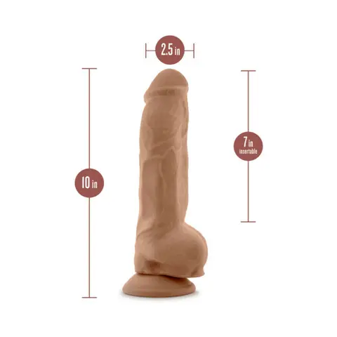Au Naturel Big Boy 10 in. Posable Dual Density Dildo with Balls in Tan