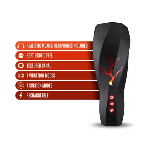 M for Men Storm Rechargeable Vibrating Suction Masturbator Black