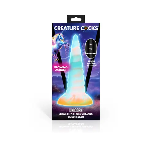 Creature Cocks Unicorn Glow-in-the-Dark Vibrating Silicone Dildo