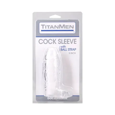 TitanMen Cock Sleeve with Ball Strap 5 in. Clear