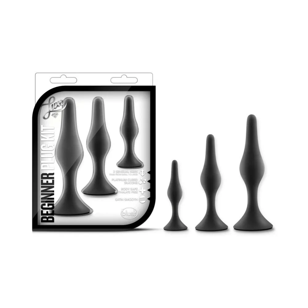 Luxe 3-Piece Silicone Beginner Plug Kit in Black