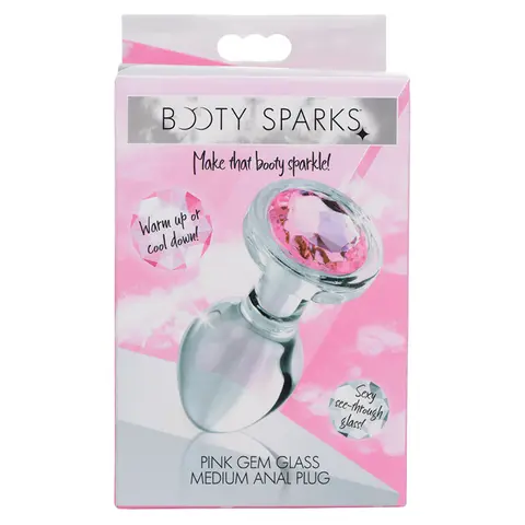 Booty Sparks Pink Gem Glass Anal Plug Medium