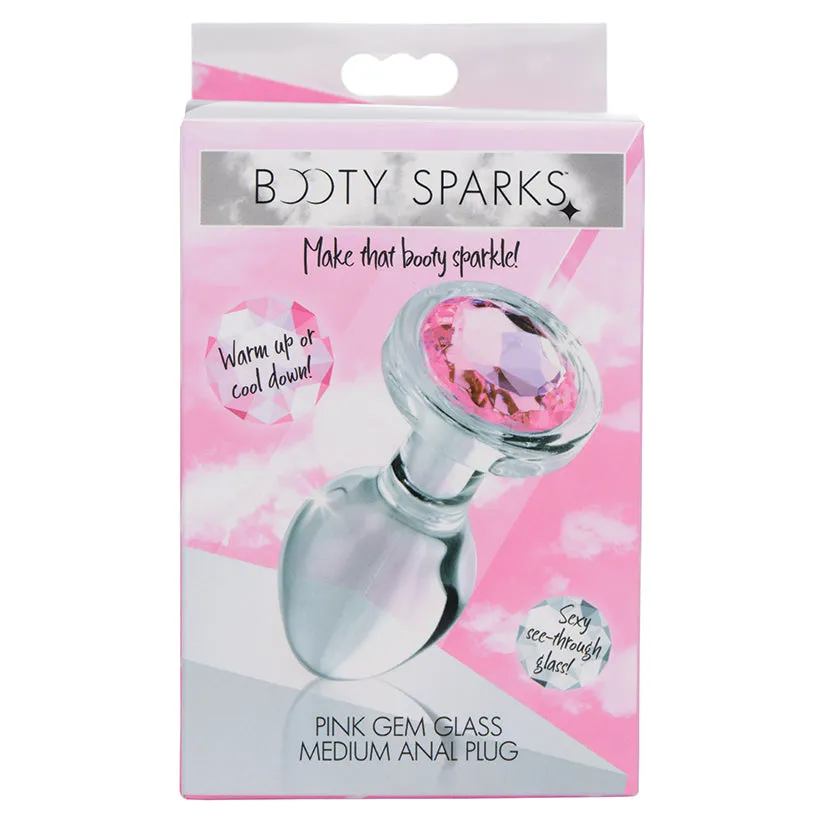 Booty Sparks Pink Gem Glass Anal Plug Medium