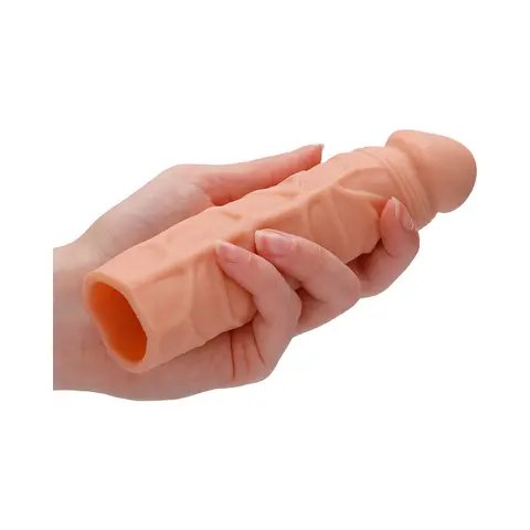 RealRock Realistic Veiny 7 in. Penis Sleeve Extender in Beige