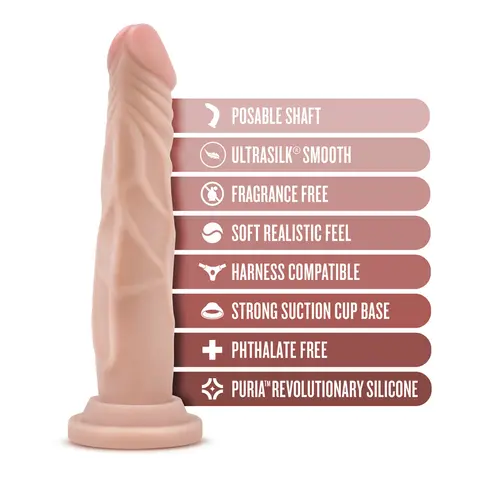Dr. Skin Silicone Dr. Carter Realistic 7 in. Posable Dildo in Beige