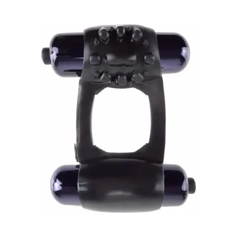 Fantasy C-Ringz Duo-Vibrating Super Ring With Dual Bullets in Black