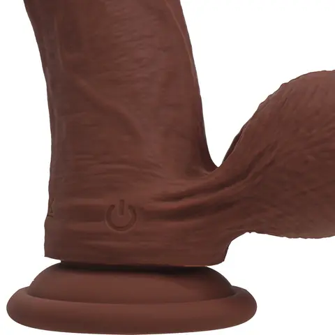 Realrock Realistic Dual Density Vibrating Silicone Dildo with Weighted Balls 7 in. in Brown