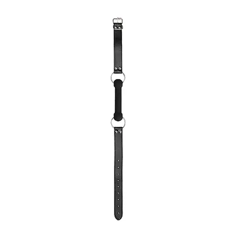 Ouch! Black & White Silicone Bit Gag With Adjustable Bonded Leather Straps Black