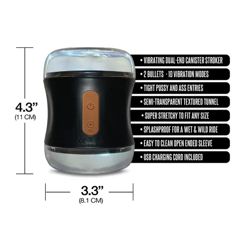 MSTR B8 Clear-View Vibrating Dual End Stroker, Double Play Pro