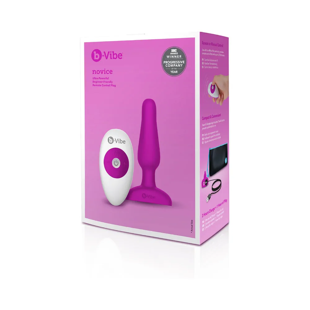 b-Vibe Novice Rechargeable Remote-Controlled Vibrating Silicone Anal Plug in Fuchsia