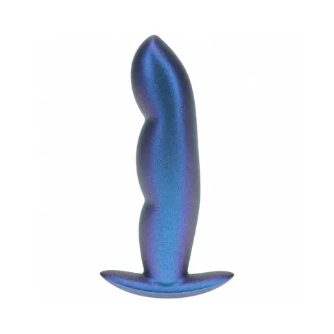 Ouch! Smooth Silicone Finger Anal Plug 4.6 in. Metallic in Blue