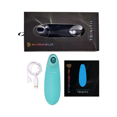Nu Sensuelle Trinitii 3-in-1 Suction Tongue Vibe Electric Blue