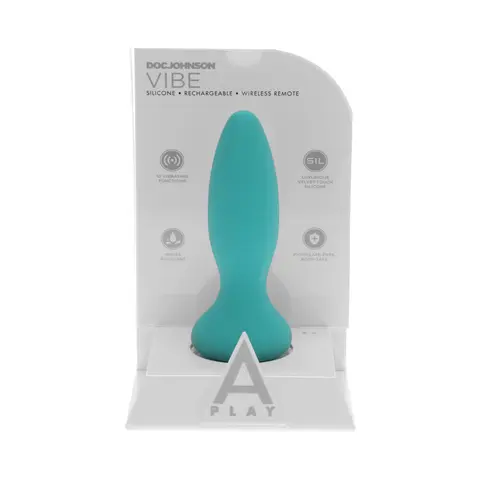 A-Play Vibe Adventurous Rechargeable Silicone Anal Plug with Remote in Teal