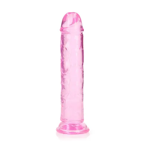 RealRock Crystal Clear Straight 8 in. Dildo Without Balls in Pink