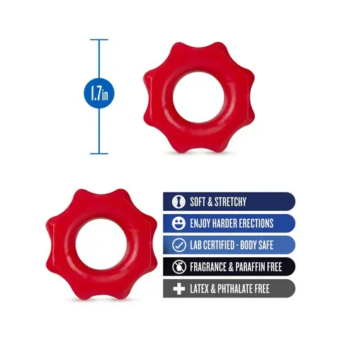 Stay Hard Nutz Cockring 2-Pack in Red