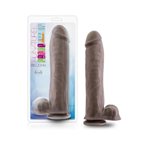 Au Naturel Big John 11.5 in. Posable Dual Density Dildo with Balls in Brown