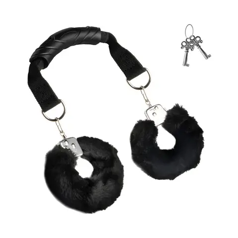 Master Series Furry Handcuffs with Handle