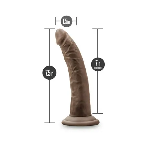 Dr. Skin Glide Realistic 7.5 in. Self-Lubricating Dildo in Brown