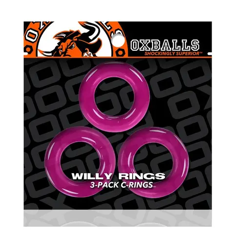 Oxballs Willy Rings 3-Pack Cockrings O/S in Hot Pink