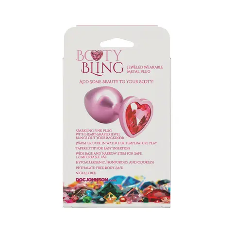 Booty Bling Heart Diamond Jeweled Metal Plug Pink Medium