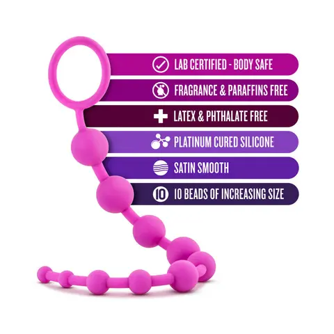 Luxe Silicone 10 Beads for Anal Play in Pink