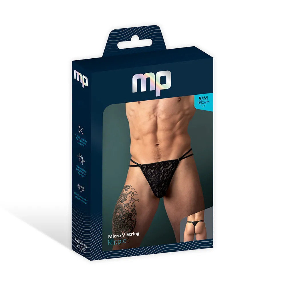 Male Power Ripple Micro V String Black L/XL