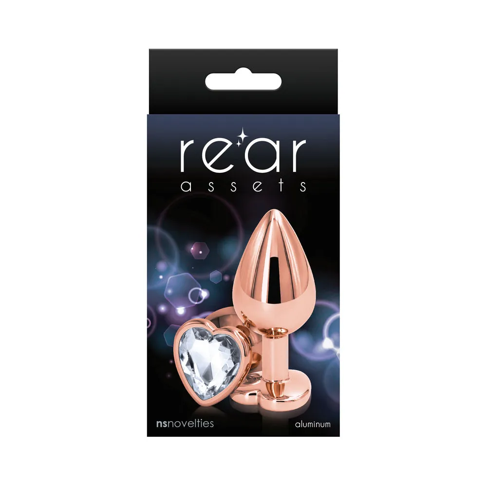 Rear Assets Rose Gold Heart Plug Medium in Clear
