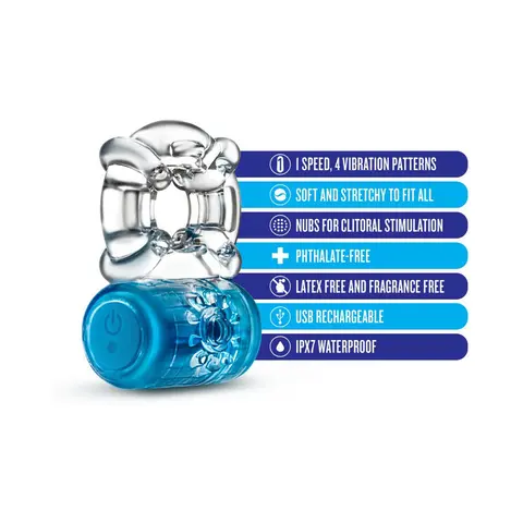Play with Me Pleaser Rechargeable Vibrating C-Ring in Blue