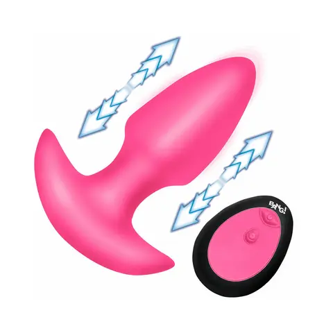BANG! Thrusting & Vibrating Silicone Butt Plug in Pink
