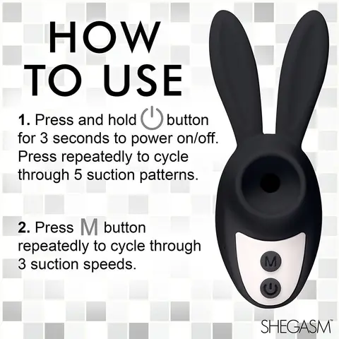 Shegasm Sucky Bunny Clit Stimulator in Black