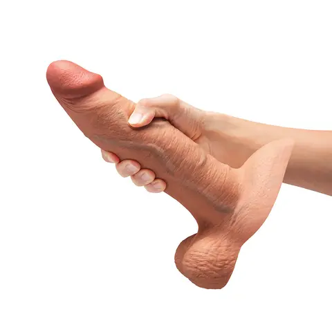 b-Vibe Slipskin Realistic Silicone Dildo 9 in. Girthy in Mocha