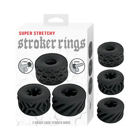 Super Stretchy Stroker Rings 3 Pack in Black