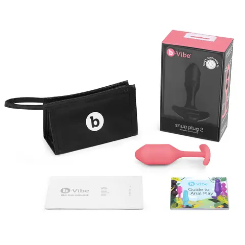 b-Vibe Snug Plug 2 Weighted Silicone Anal Plug in Coral